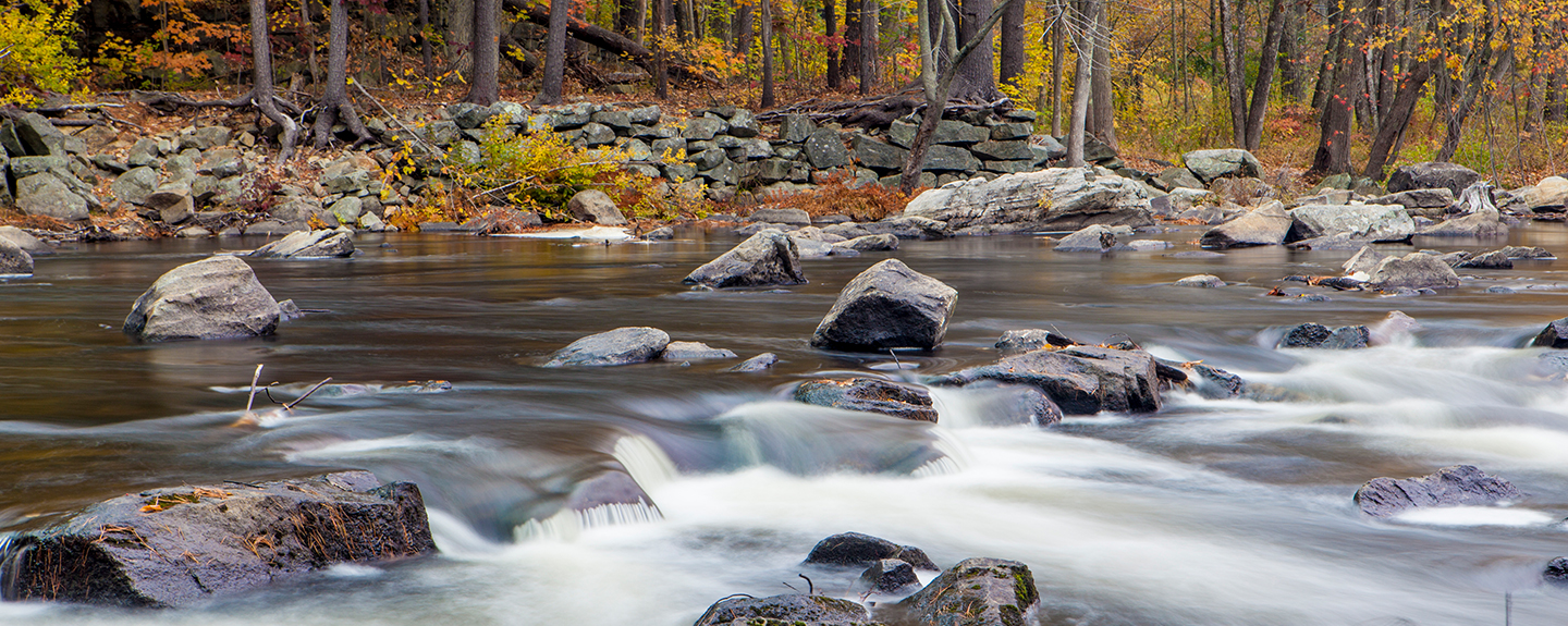 slow exposure of the Lamprey River in the fall, photo by Jerry Monkman